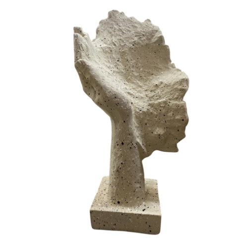 Escultura Estátua Face Mão no Rosto