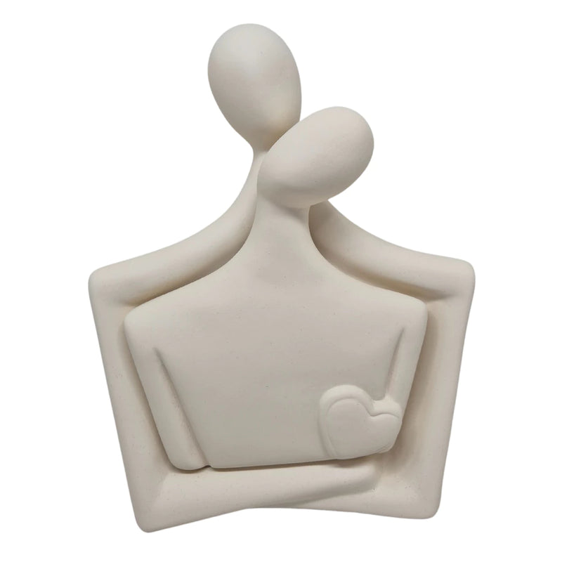 Escultura Casal Apaixonado Decoração Cerâmica Rack Sala Escritório